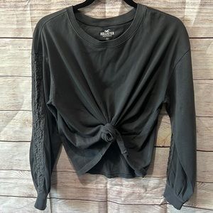 Hollister woman’s small charcoal grey decorative long sleeve top